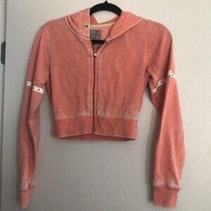 Guess Women's Super Soft Cropped Long Sleeve Zip Up Hoodie Track Jacket XS